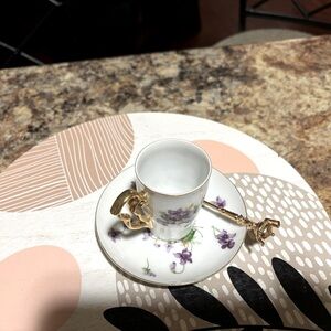 Genuine China, tea cup with adorable tiny, gold spoon. ☕️